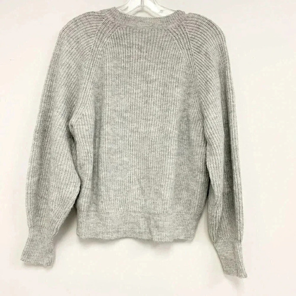 JOIE Size XS Gray Button-detailed Puff Sleeve Mélange Knitted Sweater - Picture 7 of 7